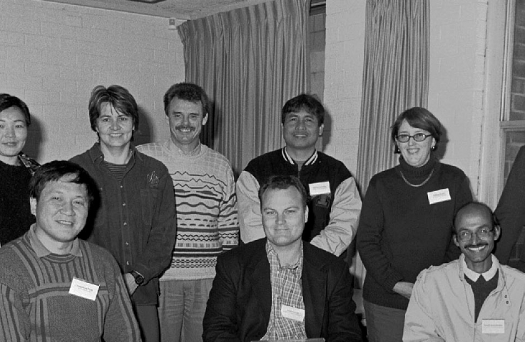 Foundations of University Learning and Teaching (FULT) participants with Pro-Vice-Chancellor Adrian Lee, 2001. (University Photographer, UNSW Archives 08/226)
